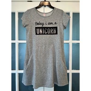 JUSTICE GIRLS SHORT SLEEVE GREY DRESS WITH REVERSIBLE SEQUINS 🦄🧜🏻‍♀️